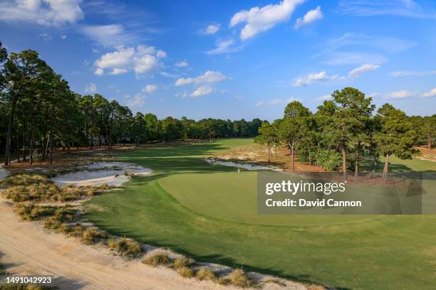 View from behind the green of the par 5, fifth hole on the Pinehurst No.2 Course which will be the host course for the 2024 US Open Championship at...