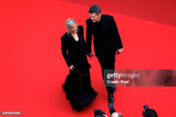 Ryan Shawhughes Hawke and Ethan Hawke attend the "Monster" red carpet during the 76th annual Cannes film festival at Palais des Festivals on May 17,...