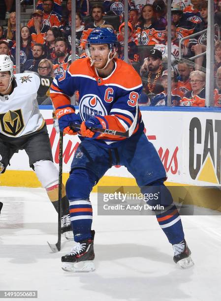 Connor McDavid of the Edmonton Oilers skates against the Vegas Golden Knights in Game Six of the Second Round of the 2023 Stanley Cup Playoffs at...