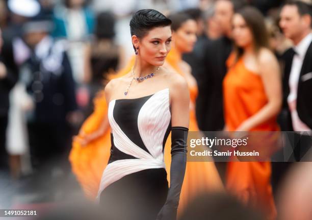 Grace Elizabeth attends the "Monster" red carpet during the 76th annual Cannes film festival at Palais des Festivals on May 17, 2023 in Cannes,...