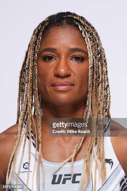 Angela Hill poses for a portrait during a UFC photo session on May 17, 2023 in Las Vegas, Nevada.