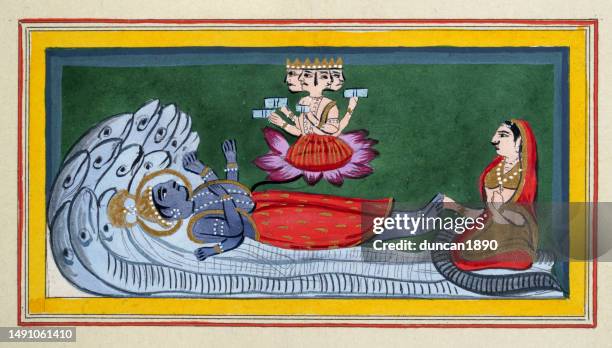 bildbanksillustrationer, clip art samt tecknat material och ikoner med illustration from the mahabharata one of the two major sanskrit epics of ancient india - mystic goddess