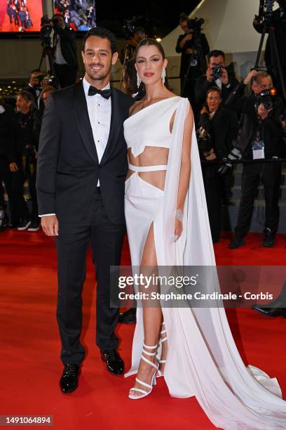 Diego El Glaoui and Iris Mittenaere attend the "Le Retour - Homecoming" red carpet during the 76th annual Cannes film festival at Palais des...