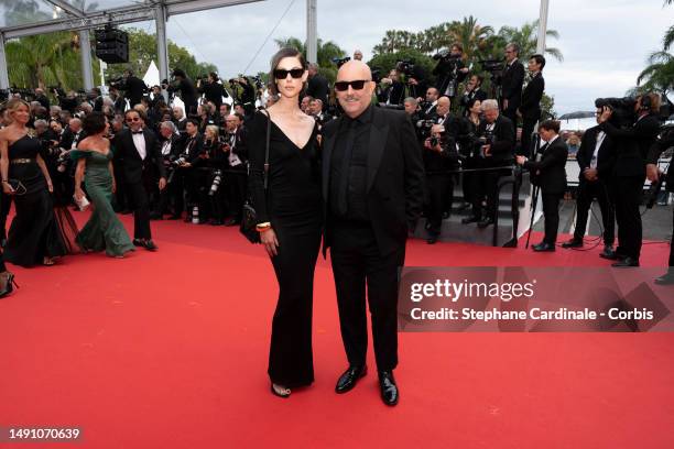 Gaspar Noé and guest attends the "Monster" red carpet during the 76th annual Cannes film festival at Palais des Festivals on May 17, 2023 in Cannes,...