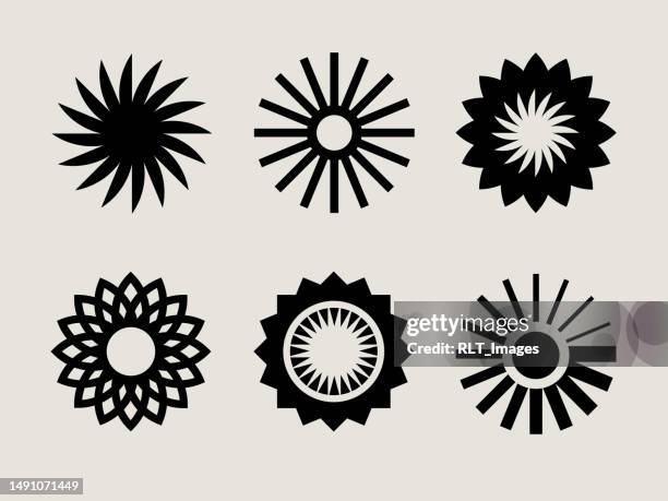 stockillustraties, clipart, cartoons en iconen met mid-century modern sun icons - mid century stijl