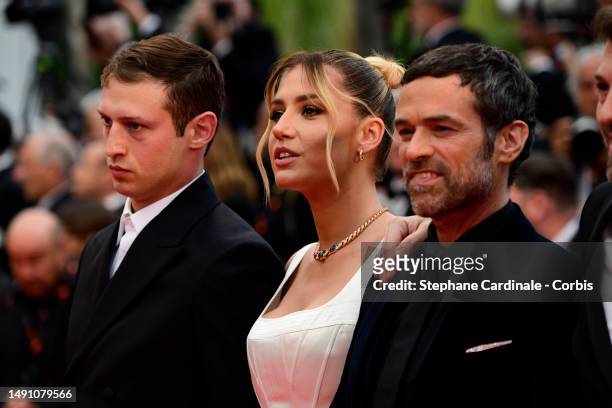 Tom Mercier, Adèle Exarchopoulos and Romain Duris attend the "Monster" red carpet during the 76th annual Cannes film festival at Palais des Festivals...