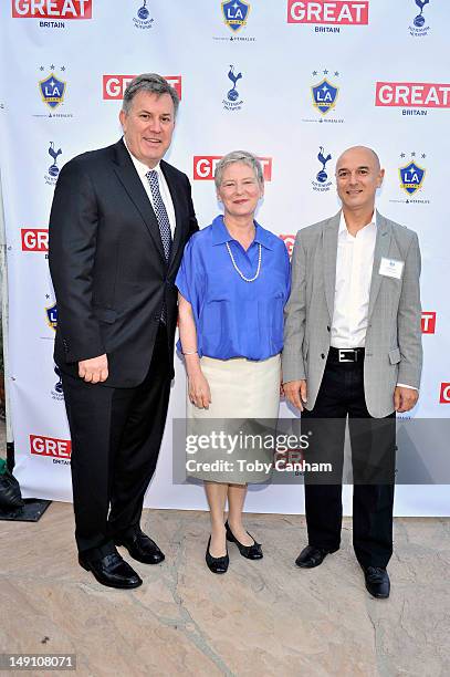 President and CEO Tim Leiweke, Dame Consul-General Dame Barbara Hay and Tottenham Hotspur chairman Daniel Levy attend the Tottenham Hotspur and LA...