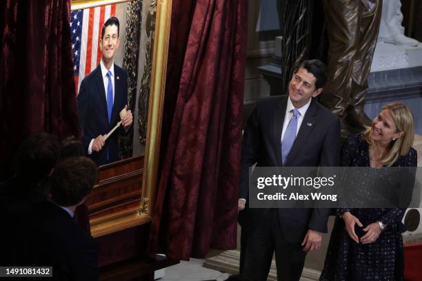 Former U.S. Speaker of the House and former Rep. Paul Ryan unveils a portrait of himself, with his wife Janna , in Statuary Hall at the U.S. Capitol...