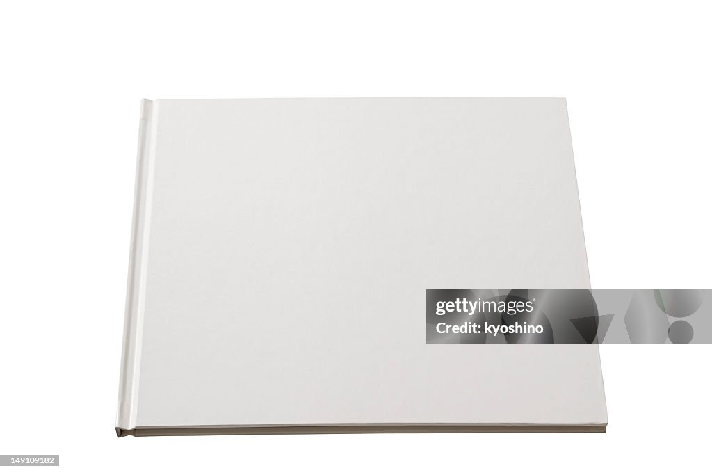 Isolated shot of square blank book on white background