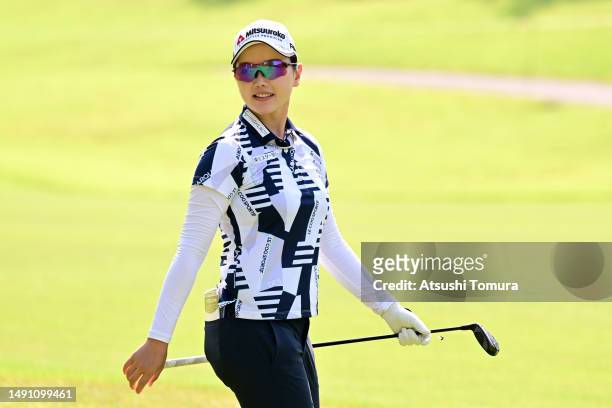 Yuting Seki of China smiles on the 3rd hole during the first round of Bridgestone Ladies Open at Chukyo Golf Club Ishino Course on May 18, 2023 in...
