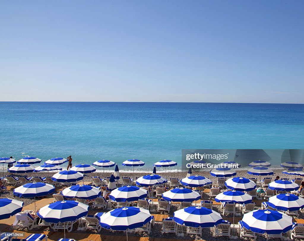 View of sea and beach area.