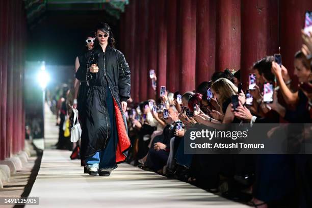 Models walk the runway during the Gucci Seoul Cruise 2024 fashion show at Gyeongbokgung Palace on May 16, 2023 in Seoul, South Korea.