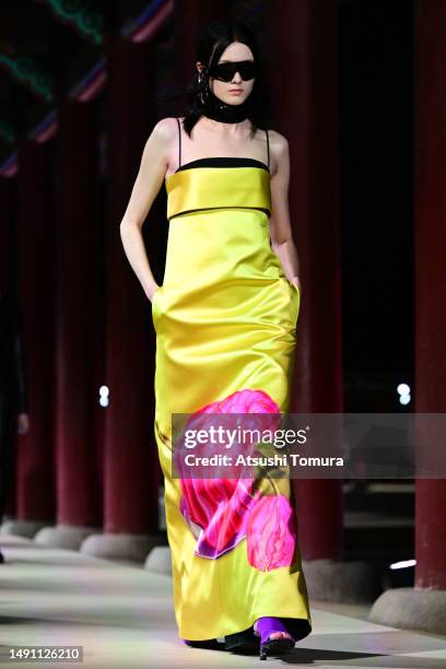 Model walks the runway during the Gucci Seoul Cruise 2024 fashion show at Gyeongbokgung Palace on May 16, 2023 in Seoul, South Korea.