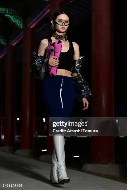 Model walks the runway during the Gucci Seoul Cruise 2024 fashion show at Gyeongbokgung Palace on May 16, 2023 in Seoul, South Korea.