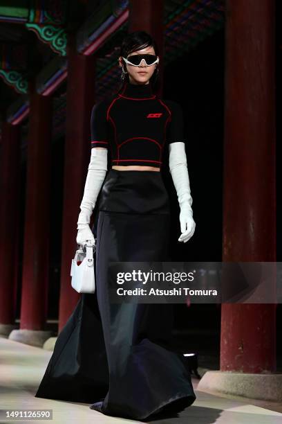 Model walks the runway during the Gucci Seoul Cruise 2024 fashion show at Gyeongbokgung Palace on May 16, 2023 in Seoul, South Korea.