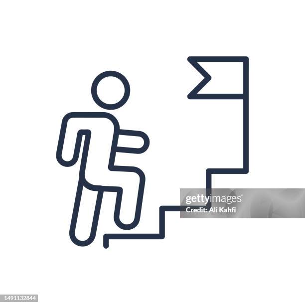 achievement thin lines icon - challenge stock illustrations