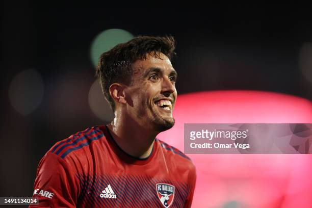 Jose Antonio Martínez of FC Dallas reacts after winning the match against Vancouver Whitecaps FC at Toyota Stadium on May 17, 2023 in Frisco, Texas.