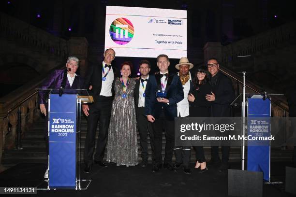 Linda Riley, ‘Together with Pride’, Leee John, Anna Richardson and Gok Wan during the Rainbow Honours 2023 at National History Museum on May 17, 2023...