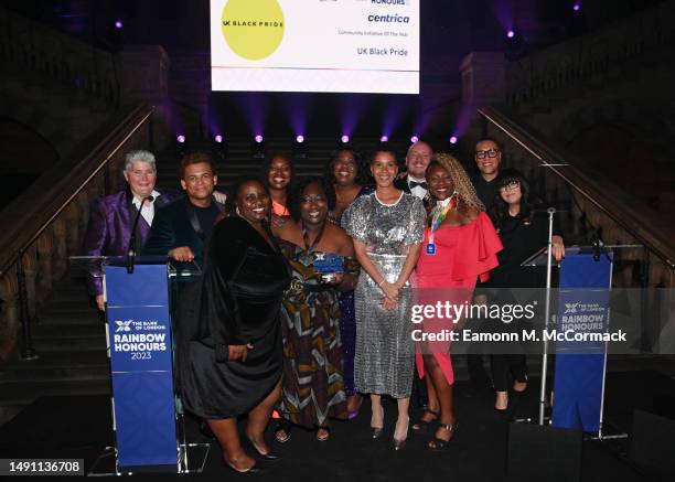 Linda Riley, ‘UK Black Pride’, Dawn Butler, Anna Richardson and Gok Wan during the Rainbow Honours 2023 at National History Museum on May 17, 2023 in...