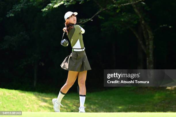 Amateur Saki Baba of Japan hits her tee shot on the 5th hole during the first round of Bridgestone Ladies Open at Chukyo Golf Club Ishino Course on...