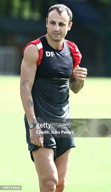 Dimitar Berbatov of Manchester United in action during a first team training session as part of their pre-season tour of South Africa and China on...