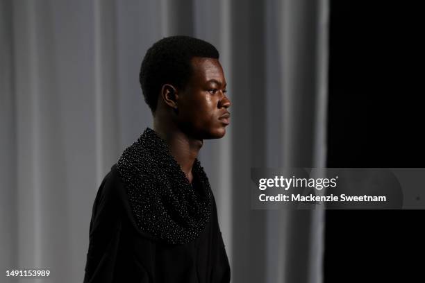 Model walks the runway during the Albus Lumen show during Afterpay Australian Fashion Week 2023 at Carriageworks on May 18, 2023 in Sydney, Australia.