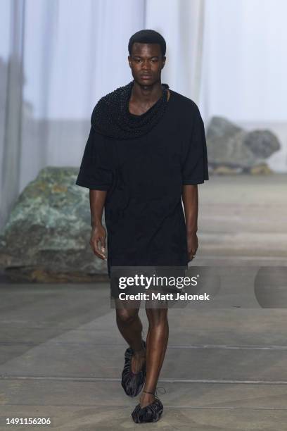 Model walks the runway during the Albus Lumen show during Afterpay Australian Fashion Week 2023 at Carriageworks on May 18, 2023 in Sydney, Australia.