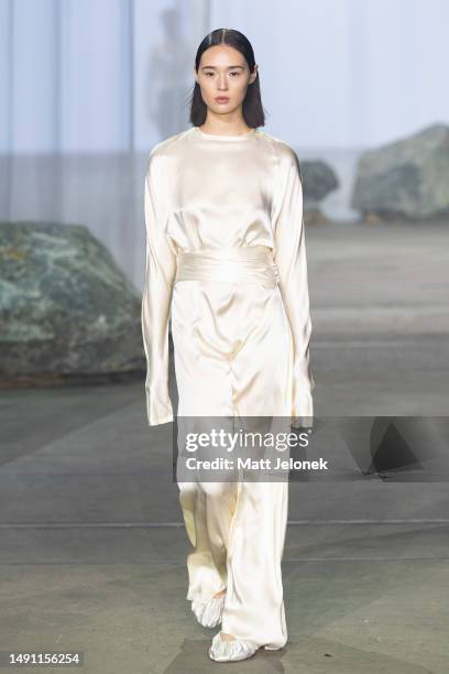 Model walks the runway during the Albus Lumen show during Afterpay Australian Fashion Week 2023 at Carriageworks on May 18, 2023 in Sydney, Australia.