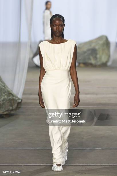 Model walks the runway during the Albus Lumen show during Afterpay Australian Fashion Week 2023 at Carriageworks on May 18, 2023 in Sydney, Australia.