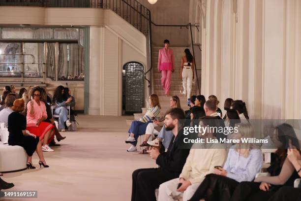 Model walks the runway during the ACLER Resort 2024 Collection show at The Eveleigh during Afterpay Australian Fashion Week 2023 on May 18, 2023 in...