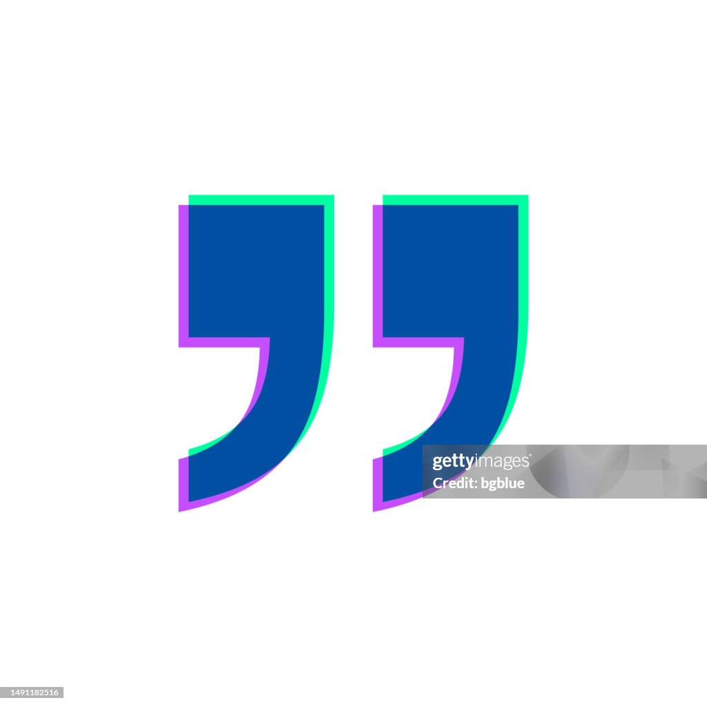 Quotation marks symbol. Icon with two color overlay on white background