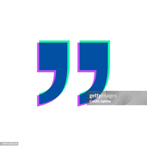 quotation marks symbol. icon with two color overlay on white background - speech marks stock illustrations