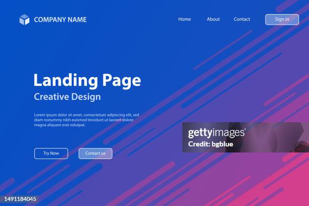 landing page template - abstract design with diagonal lines - trendy purple gradient - sunset timelapse stock illustrations
