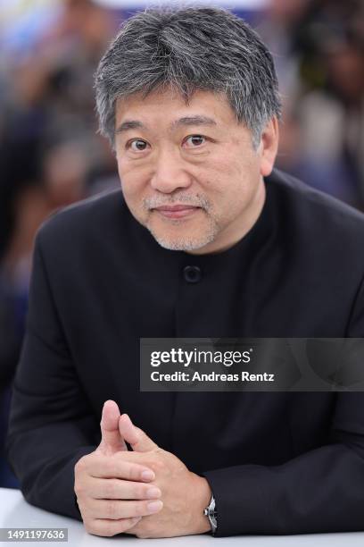 Director, Hirokazu Koreeda attends the "Monster" photocall at the 76th annual Cannes film festival at Palais des Festivals on May 18, 2023 in Cannes,...