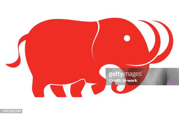 red elephant symbol - leaving party stock illustrations