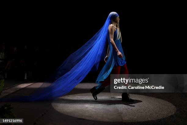 Model walks the runway during the Speed show during Afterpay Australian Fashion Week 2023 at Carriageworks on May 18, 2023 in Sydney, Australia.