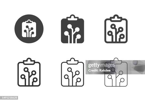 smart digital clipboard icons - multi series - digital transformation vector stock illustrations