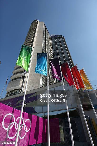 The Hilton hotel on Park Lane which has been block-booked by the London Organising Committee of the Olympic Games on July 23, 2012 in London,...