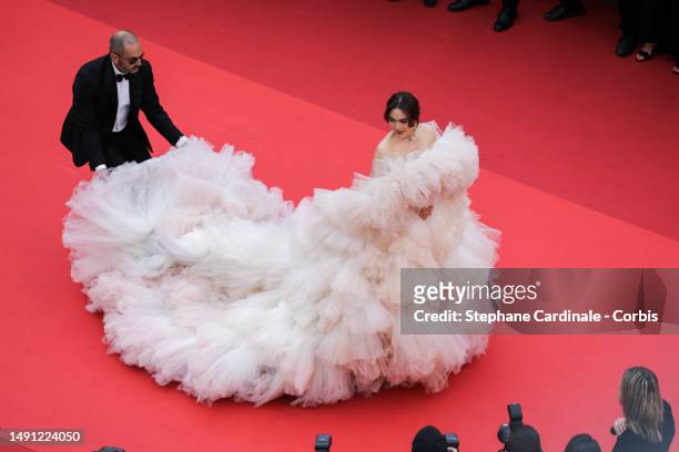 Araya Hargate attends the "Monster" red carpet during the 76th annual Cannes film festival at Palais des Festivals on May 17, 2023 in Cannes, France.