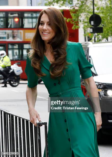 Catherine, Princess of Wales arrives at the home of charity Anna Freud, of which she is a patron on May 18, 2023 in London, England. The Princess of...