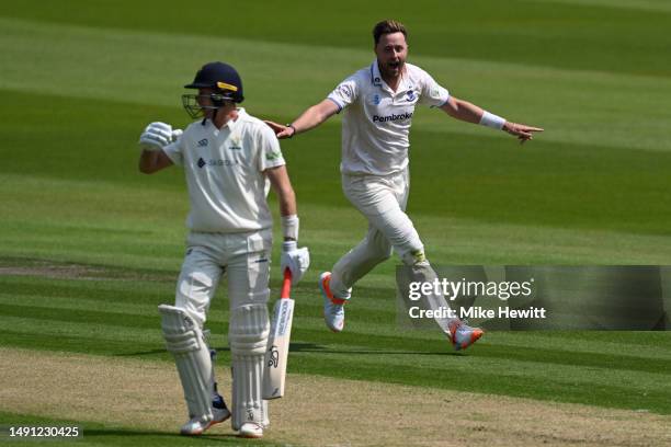 Ollie Robinson of Sussex celebrates after trapping Marnus Labuschagne of Glamorgan lbw during the LV= Insurance County Championship Division 2 match...