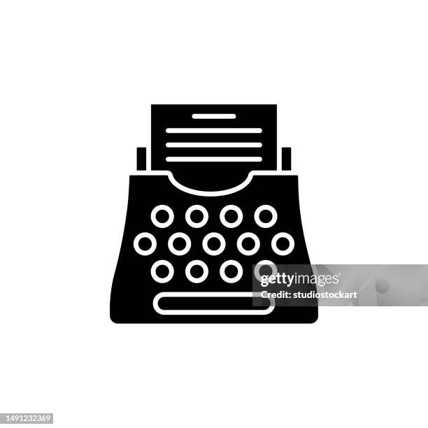 typewriter flat icon - typewriter isolated stock illustrations