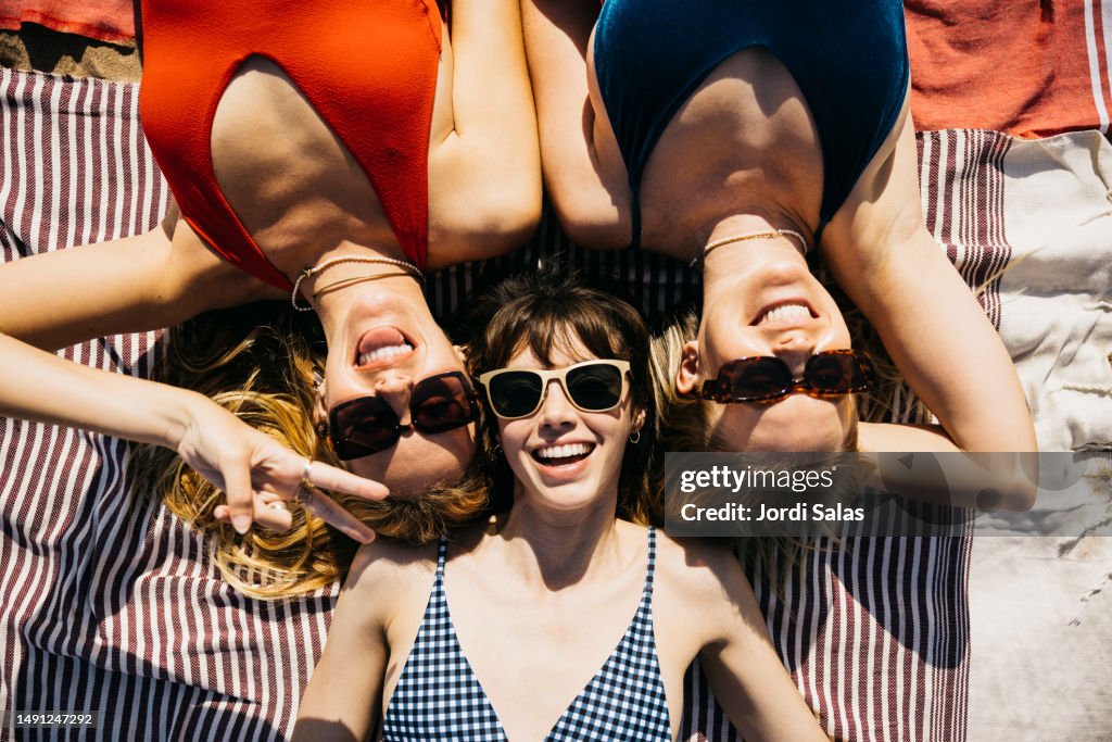 Three women on the beach