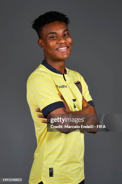 Oscar Zambrano of Ecuador poses for a photograph during the official FIFA U-20 World Cup Argentina 2023 portrait session at Alkazar Hotel on May 17,...