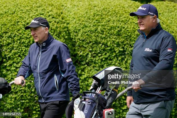 Stephen Dodd and Phillip Price of Wales in action during Day One of the Riegler & Partner Legends at Golf Club Murhof on May 18, 2023 in Frohnleiten,...