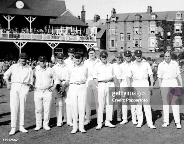 The MCC team prior to their match against Yorkshire at the Scarborough cricket Festival, 3rd September 1924. Yorkshire won by four wickets....