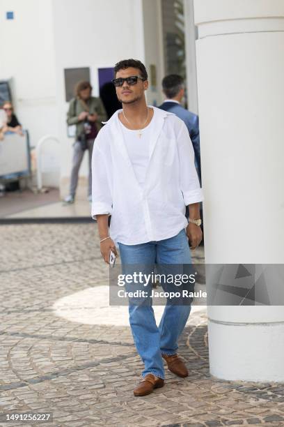 Jan Luis Castellanos is seen at Hotel Martinez during the 76th Cannes film festival on May 18, 2023 in Cannes, France.