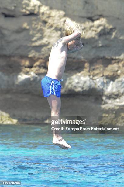 Spanish footballplayer Guti is seen on a yacht on July 21, 2012 in Ibiza, Spain.