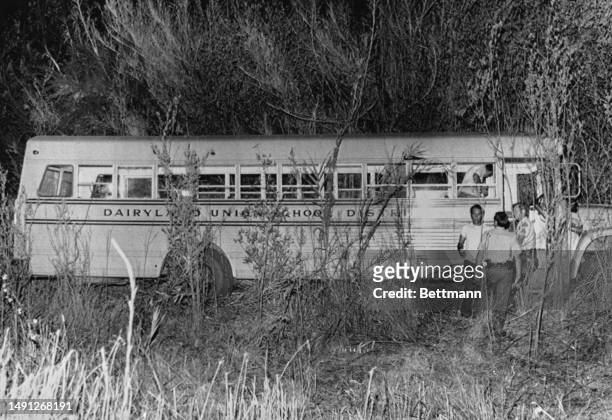 The Dairyland Union School bus from which 26 elementary school children and their bus driver were kidnapped near Chowchilla, California, July 16th...