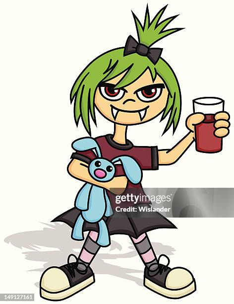 scene girl vampire - goth stock illustrations